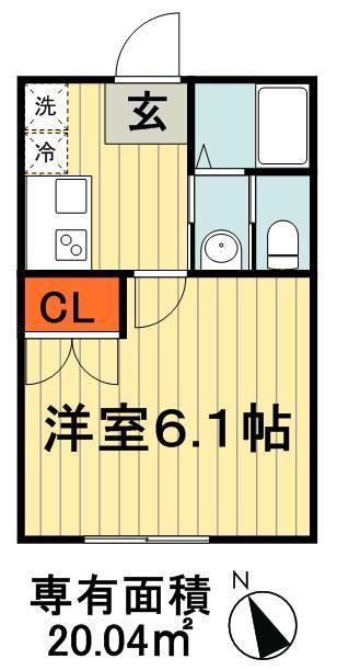 フォレストツインハウスⅡ B(1K/2階)の間取り写真