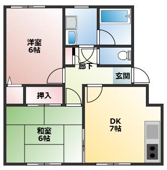 ガーデンハウス元町(2DK/2階)の間取り写真