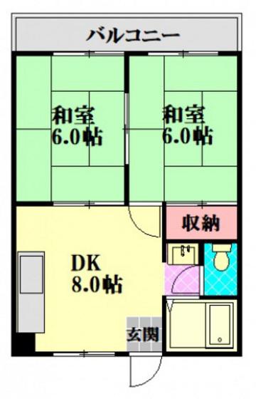 コーポ宮本(2DK/2階)の間取り写真