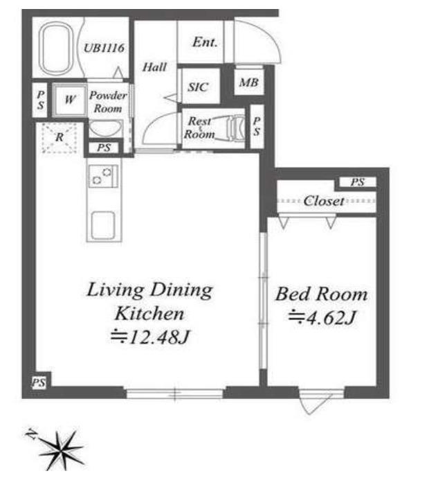 SOLASIA RESIDENCE南大塚(1LDK/1階)の間取り写真