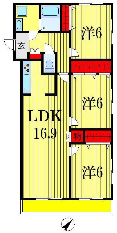 セ・ジョリ千葉港(3LDK/3階)の間取り写真
