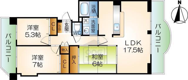 マウントビュー西田中(3LDK/7階)の間取り写真