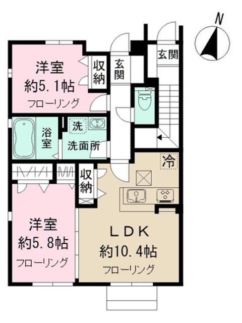 アボンリービレッジ(2LDK/1階)の間取り写真