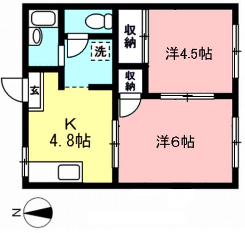 メゾン八雲台(2K/2階)の間取り写真