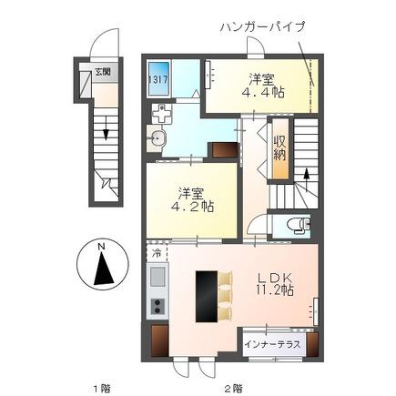 港区秋葉アパート(2LDK/2階)の間取り写真