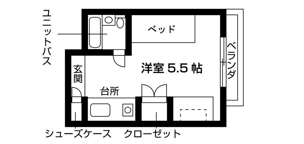 女子学生会館ブリックス(ワンルーム/2階)の間取り写真