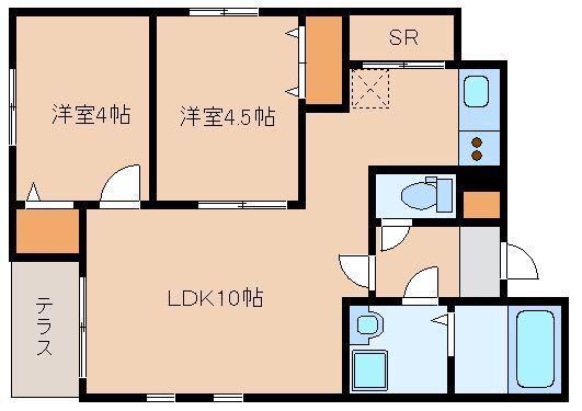 リテラV(2LDK/1階)の間取り写真
