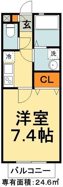 ソレイユ松江(1K/2階)の間取り写真