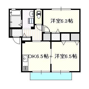 ディアスシャインI(2DK/2階)の間取り写真