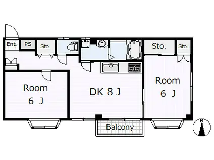サンシャイン(1LDK/3階)の間取り写真