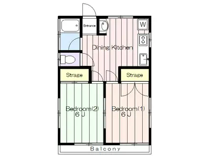 伊藤コーポ(2DK/2階)の間取り写真