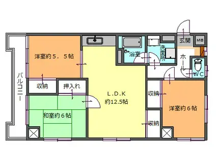 ライオンズマンション馬込第2(3LDK/2階)の間取り写真