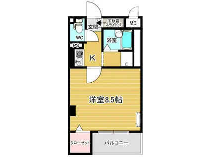 細田マンションB(1K/3階)の間取り写真