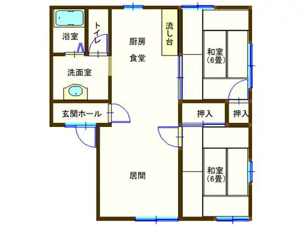 ラフォーレ大前2(2LDK/2階)の間取り写真