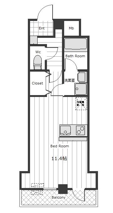 第五中嶋ビル(1K/2階)の間取り写真