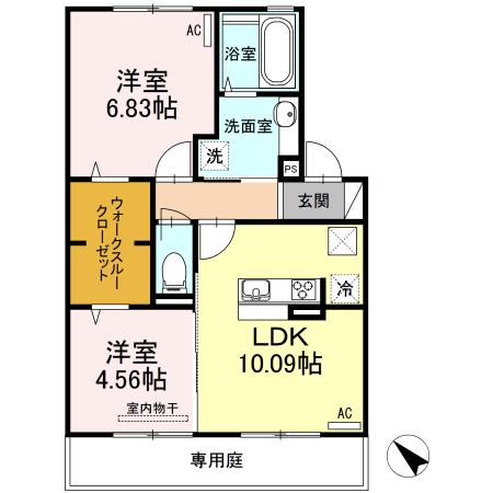 フランボワーズ(2LDK/1階)の間取り写真