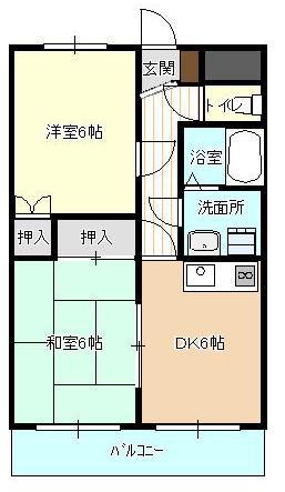 稗田アカマツハイツ(2DK/3階)の間取り写真