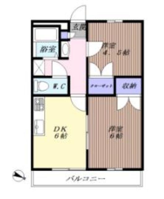 APレジデンス阿賀崎(2DK/2階)の間取り写真