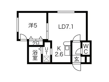 タカライーストプレイス(1LDK/3階)の間取り写真