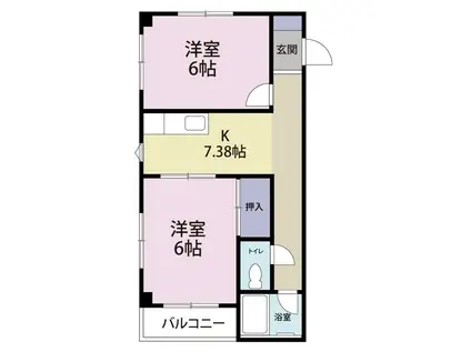 智山マンション(2K/3階)の間取り写真