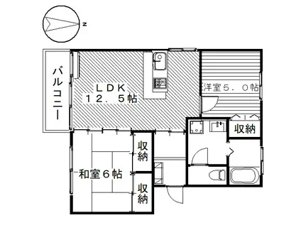 グランドヒルズB(2LDK/1階)の間取り写真