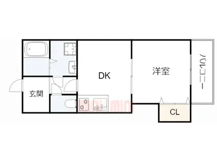 エスポアール松本(1DK/3階)の間取り写真