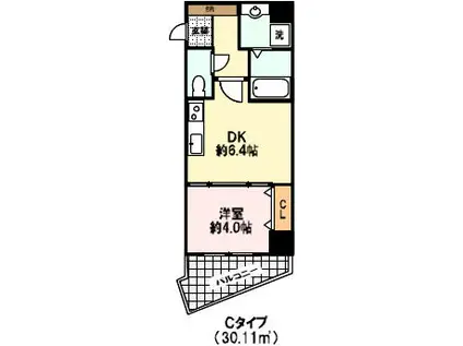 プリオーレ春日野道(1DK/2階)の間取り写真