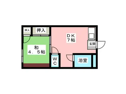 ウイングルートII(1DK/4階)の間取り写真