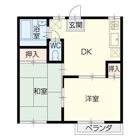 花登ハイツ(2DK/1階)の間取り写真