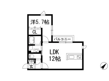 A LUX(1LDK/2階)の間取り写真
