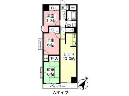 日本泉ビル(3LDK/13階)の間取り写真
