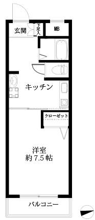 ラフィーヌ千駄木(1K/2階)の間取り写真