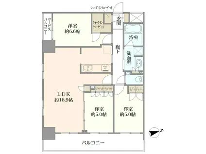 G・BRIGHT(3LDK/5階)の間取り写真