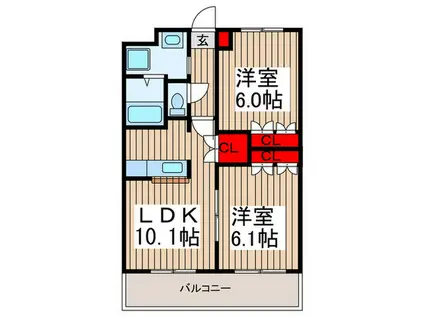 ディア フレンドKOIZUMI(2LDK/3階)の間取り写真