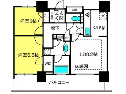 パークハウスさいたま新都心ミッドタワー(2LDK/2階)の間取り写真