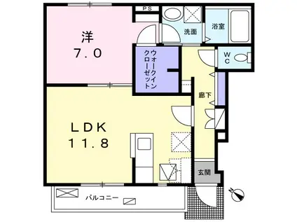 鵠沼アパートB(1LDK/1階)の間取り写真