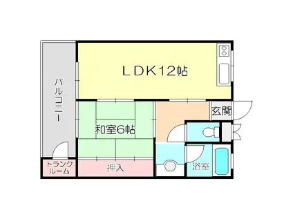 新大阪グランドハイツ(1LDK/4階)の間取り写真