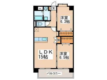 シャルマンパーク若江(2LDK/6階)の間取り写真