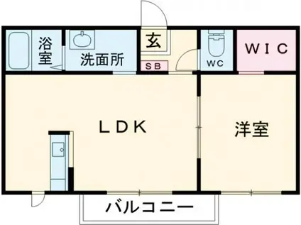 シャンブルイーストパーク2(1LDK/2階)の間取り写真