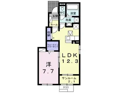 エスポワール(1LDK/1階)の間取り写真