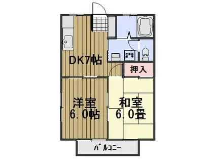 ファミーユコスモ(2DK/2階)の間取り写真