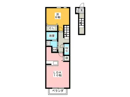 ノール・カルティエシマIII(1LDK/2階)の間取り写真