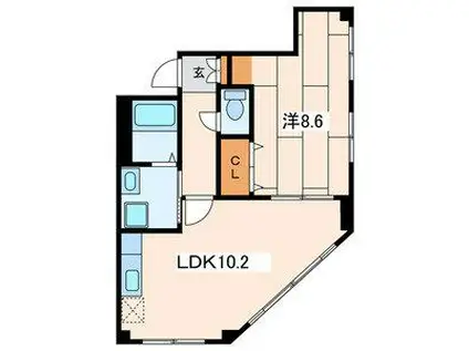 新八ビル3号棟(1LDK/4階)の間取り写真