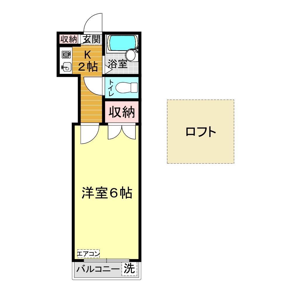 アルヴィータ綾羅木(1K/2階)の間取り写真