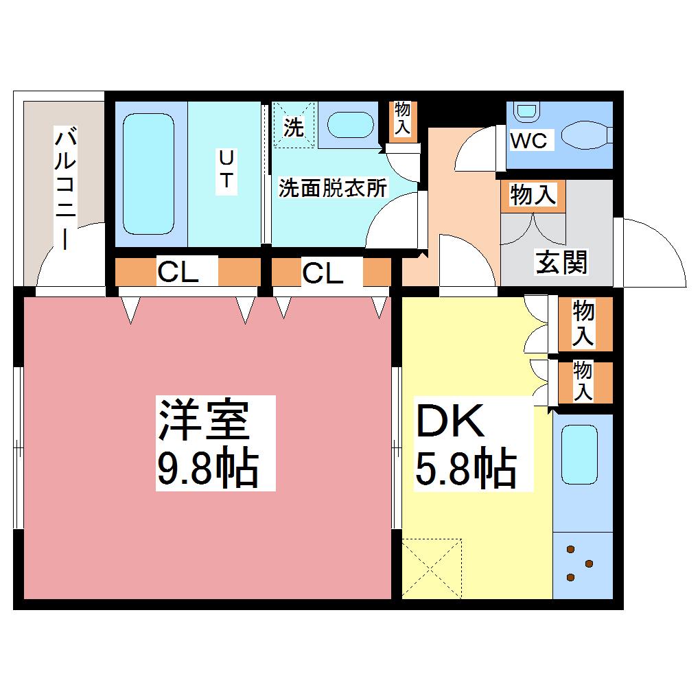 TAKAHIROマンション(1DK/2階)の間取り写真