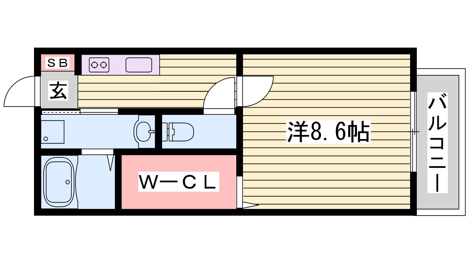 マメゾンI(1K/2階)の間取り写真
