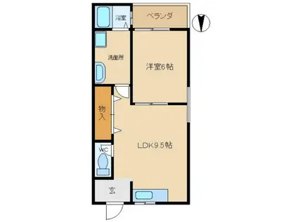 たくみマンション(1LDK/3階)の間取り写真