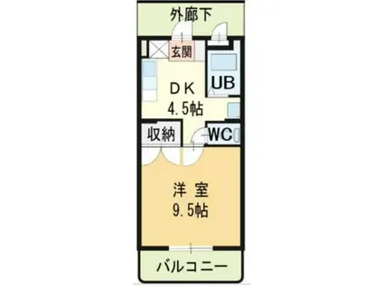 ハイランドマンション多田3号棟(1DK/2階)の間取り写真