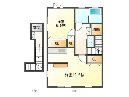 リブス野村町(1LDK/2階)の間取り写真