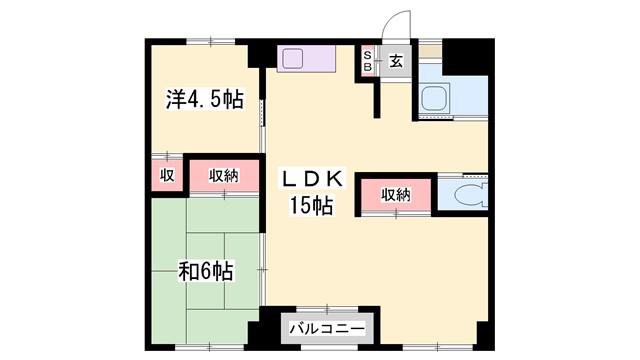 船場西ビル(2LDK/5階)の間取り写真